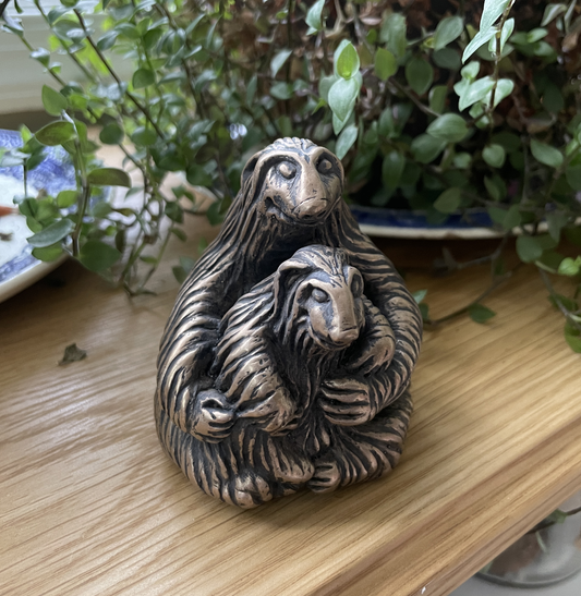 "Sloth Mother and Child" bronze metal coldcast #4/8 handmade, orig. design by Drew Medina (coming soon)