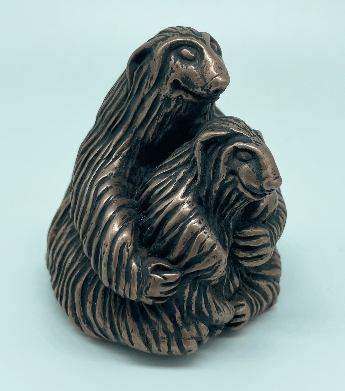 "Sloth Parent and Child" bronze metal coldcast #3/8 handmade, orig. design by Drew Medina (coming soon)